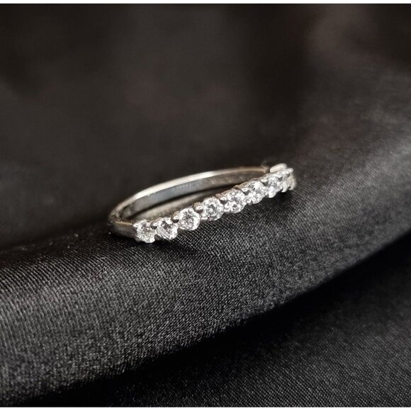 HN Signed China Sterling Silver 925 CZ Eternity Ring - Picture 3 of 3